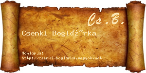 Csenki Boglárka névjegykártya
